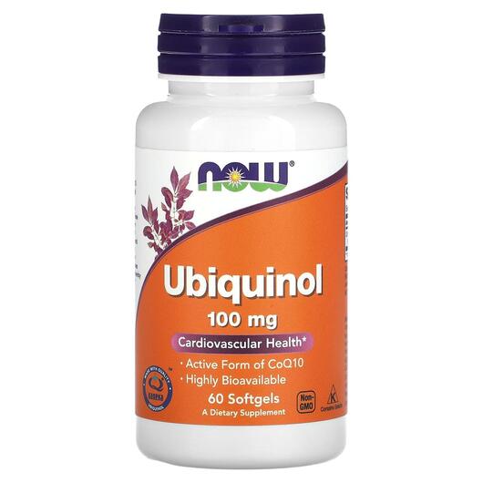 Основное фото товара NOW, Убихинол 100 мг, Ubiquinol 100 mg, 60 капсул