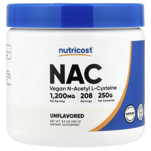 Основное фото товара Nutricost, N-ацетилцистеин, NAC Unflavored, 250 г