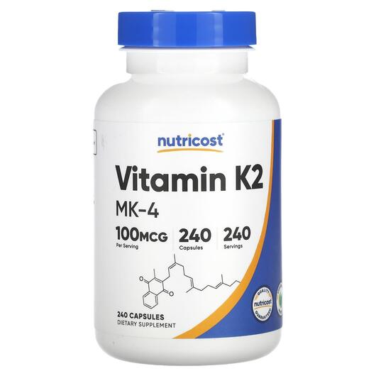 Основное фото товара Nutricost, Витамин K2, Vitamin K2 100 mcg, 240 капсул