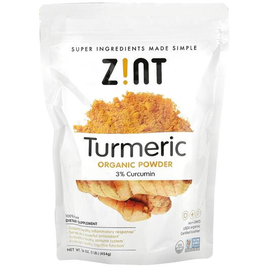 Основное фото товара Zint, Порошок Куркумы, Turmeric Organic Powder, 454 г