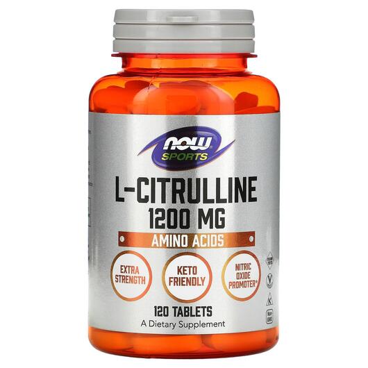 Основное фото товара NOW, L-Цитруллин 1200 мг, L-Citrulline 1200 mg, 120 таблеток
