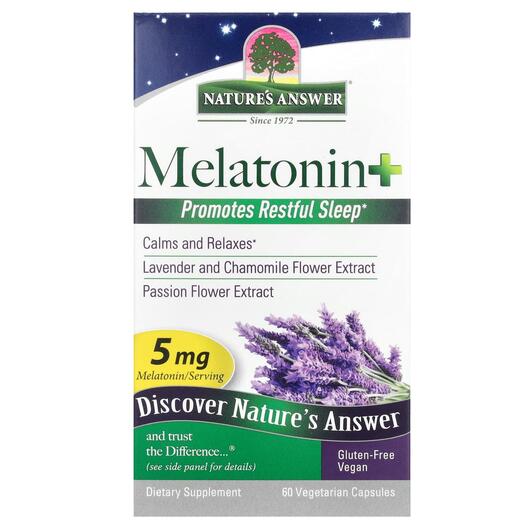 Основне фото товара Melatonin + 5 mg 60 Vegetarian, Мелатонін 5 мг, 60 капсул