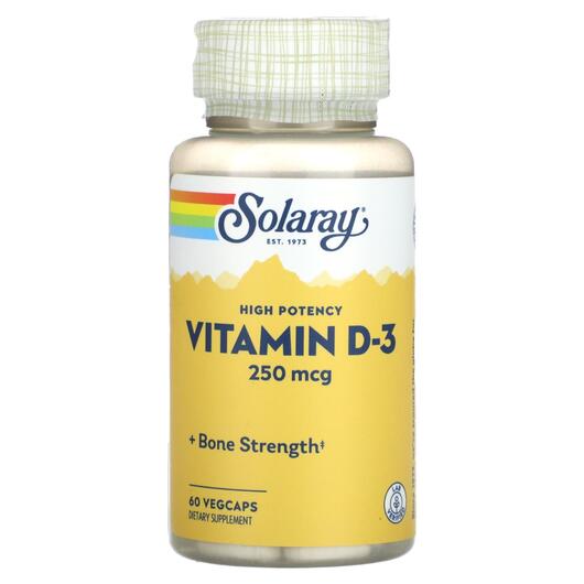 Основное фото товара Solaray, Витамин D3, High Potency Vitamin D-3 250 mcg, 60 Vegcaps