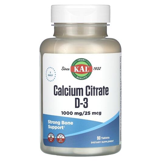 Основное фото товара KAL, Кальций, Calcium Citrate D-3, 90 таблеток