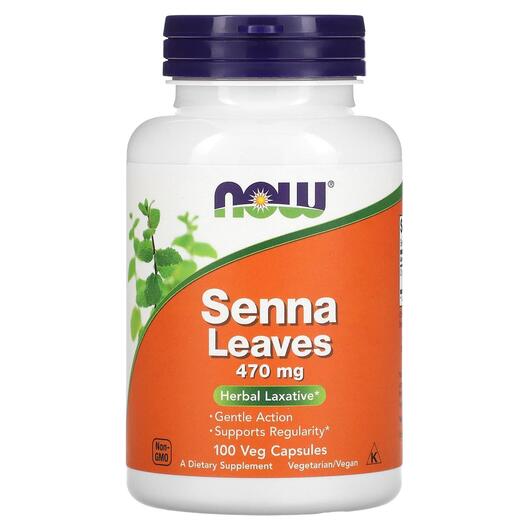 Основное фото товара NOW, Листья Сенны 470 мг, Senna Leaves 470 mg, 100 капсул