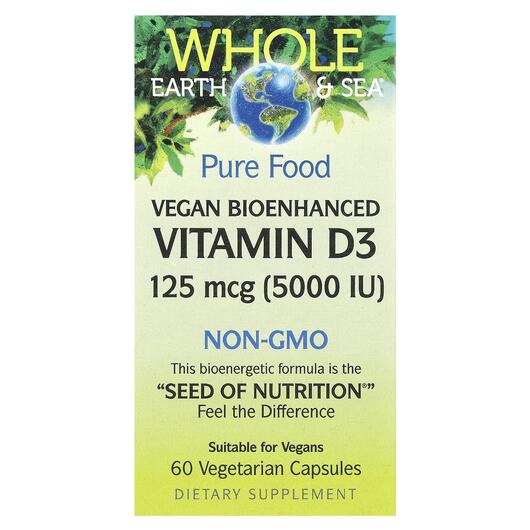 Основне фото товара Whole Earth & Sea Vegan Bioenhanced Vitamin, Вітамін D3, 60 к