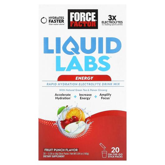 Основное фото товара Liquid Labs Energy Rapid Hydration Electrolyte, Электролиты, 8 g 