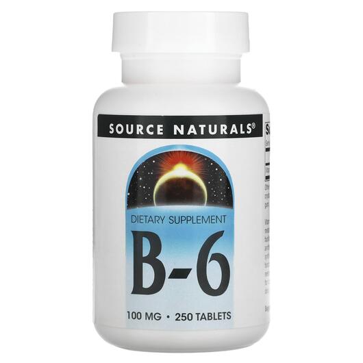 Основное фото товара Source Naturals, Витамин B-6 100 мг, B-6 100 mg 250, 250 таблеток