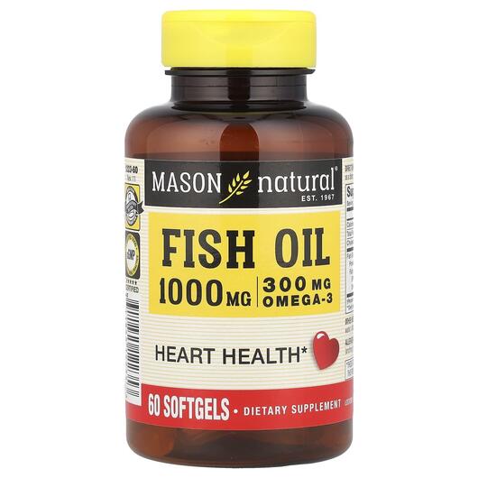 Основное фото товара Омега-3 рыбий жир 1000 мг, Omega-3 Fish Oil 1000 mg 60, 60 капсул