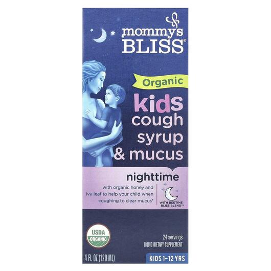 Основное фото товара Kids Organic Cough Syrup & Mucus Night Time, Сироп от кашля, 
