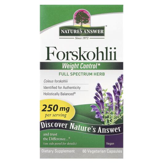 Основне фото товара Nature's Answer, Forskohlii 250 mg, Форсколін, 60 капсул