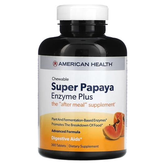 Основное фото товара Super Papaya Enzyme Plus, Жевательные Ферменты Папайи, 360 таблет