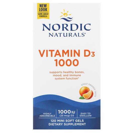 Основне фото товара Nordic Naturals, Vitamin D3 1000 IU, Вітамін D3, 120 Count