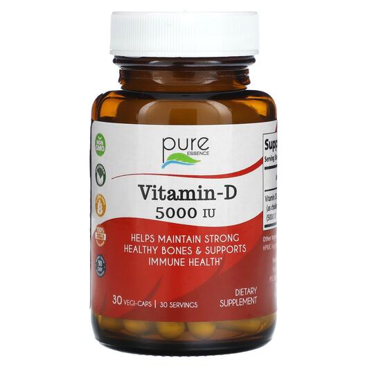 Основное фото товара Pure Essence, Витамин D3, Vitamin-D 5000 IU, 30 капсул
