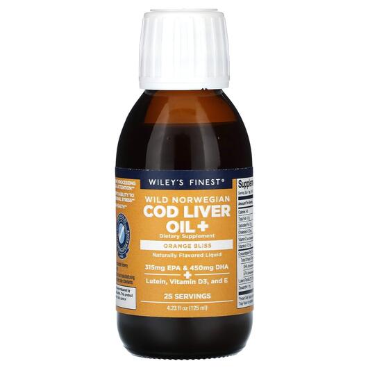 Основне фото товара Wild Norwegian Cod Liver Oil + Orange, Олія печінки тріски, 125 м