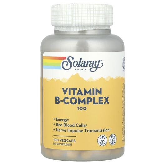Основное фото товара Solaray, B-комплекс 100 мг, Vitamin B-Complex 100, 100 капсул