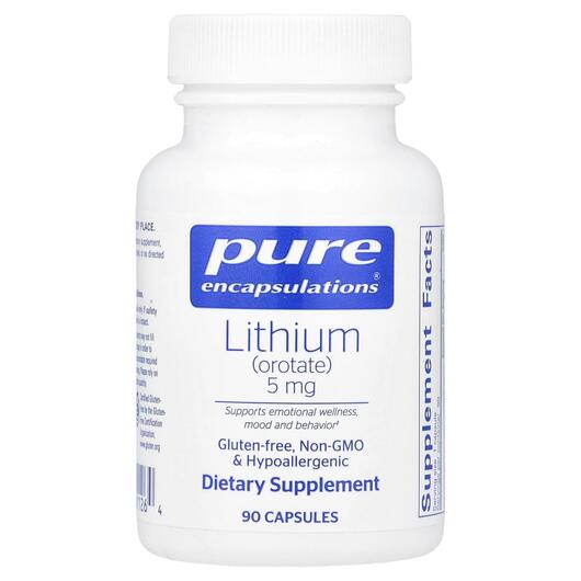 Основное фото товара Pure Encapsulations, Литий, Lithium orotate 5 mg, 90 капсул