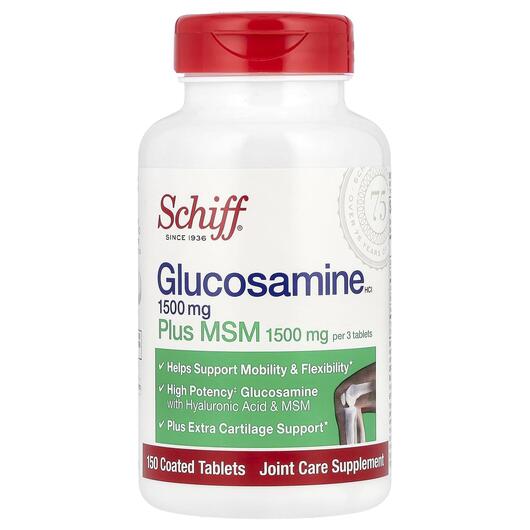 Основное фото товара Schiff, Глюкозамин Хондроитин, Glucosamine Plus MSM, 150 таблеток