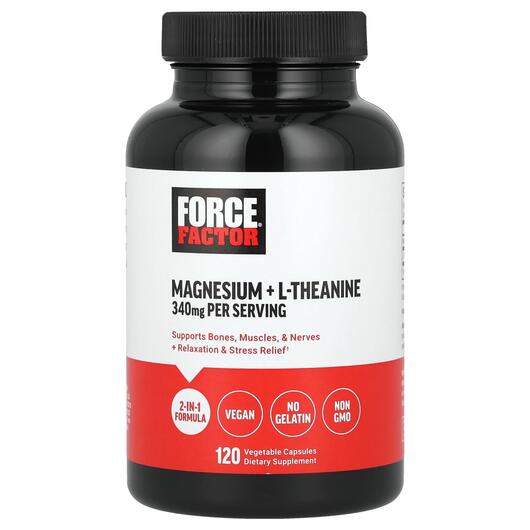 Основное фото товара Force Factor, Магний, Magnesium + L-Theanine 340 mg, 120 капсул