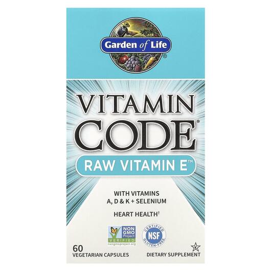 Основное фото товара Garden of Life, Витамин E, Vitamin Code RAW Vitamin E, 60 капсул