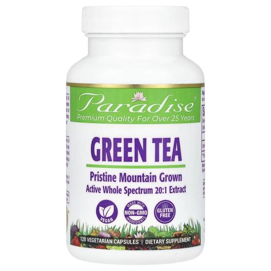 Основное фото товара Paradise Herbs, Зеленый чай, Green Tea 120 Vegetarian, 120 капсул