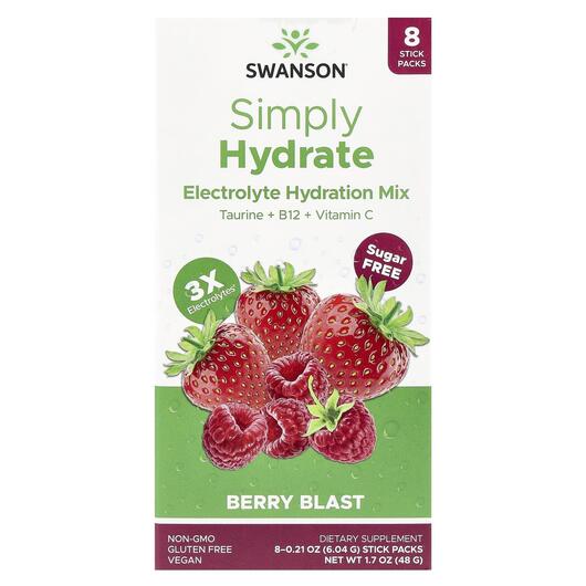 Основное фото товара Simply Hydrate Electrolyte Hydration Mix Berry Blast, Электролиты