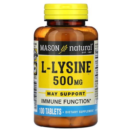 Основное фото товара Mason, L-Лизин, L- Lysine 500 mg, 100 таблеток