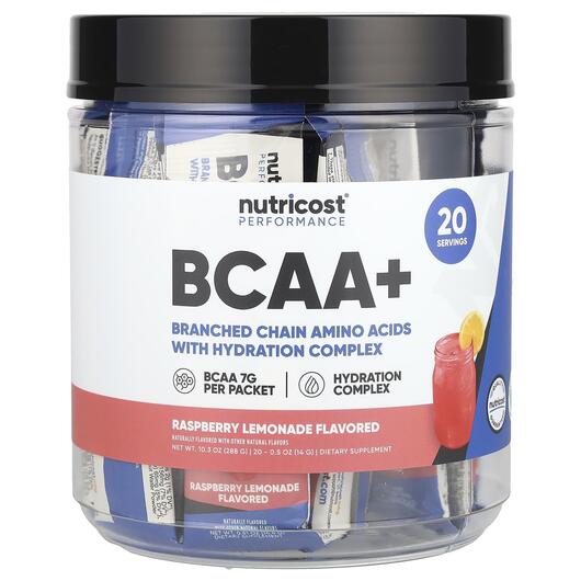 Основное фото товара Nutricost, БЦАА, Performance BCAA+ Raspberry Lemonade, 20 шт