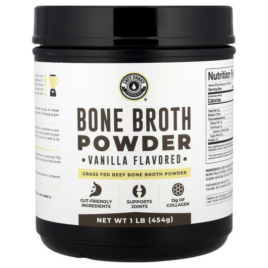 Основне фото товара Left Coast Performance, Bone Broth Powder Vanilla, Протеїн, 454 г