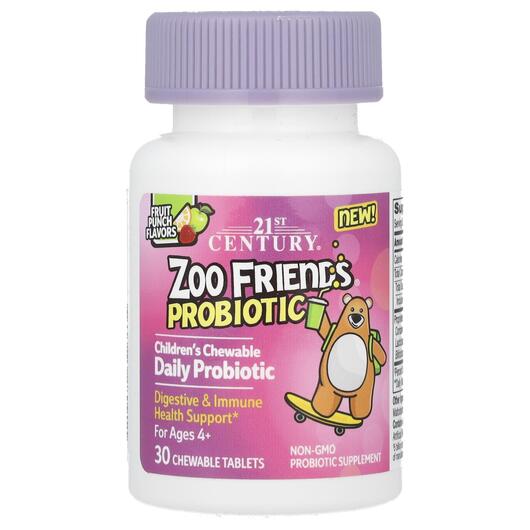 Основное фото товара Zoo Friends Children's Chewable Probiotic, Пробиотики, 30 та