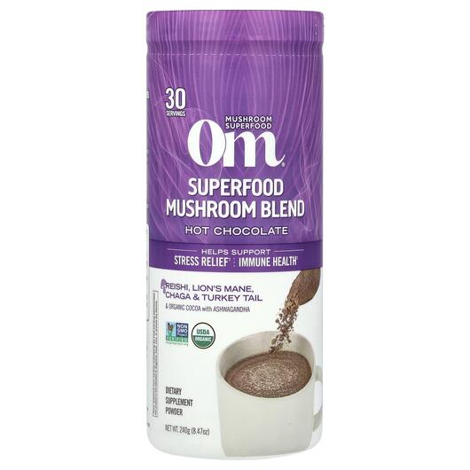 Основное фото товара Om Mushroom Superfood, Грибы, Mushroom Hot Chocolate Blend, 240 г