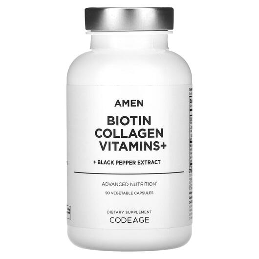 Основное фото товара Amen Biotin Collagen Vitamins+ Black, Витамин B7 Биотин, 90 капсу