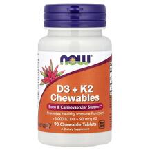 D3 + K2 Chewables Витамины D3 + K2 NOW Foods