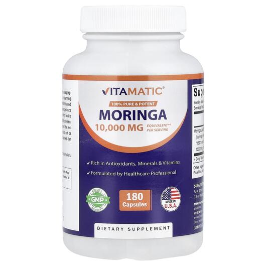 Основное фото товара Vitamatic, Моринга, Moringa 10000 mg, 180 капсул