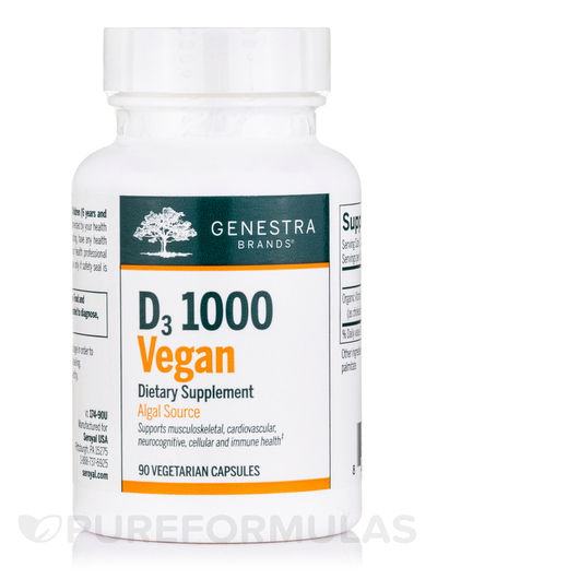Основне фото товара Genestra, D3 1000 Vegan, Вітамін D3, 90 капсул