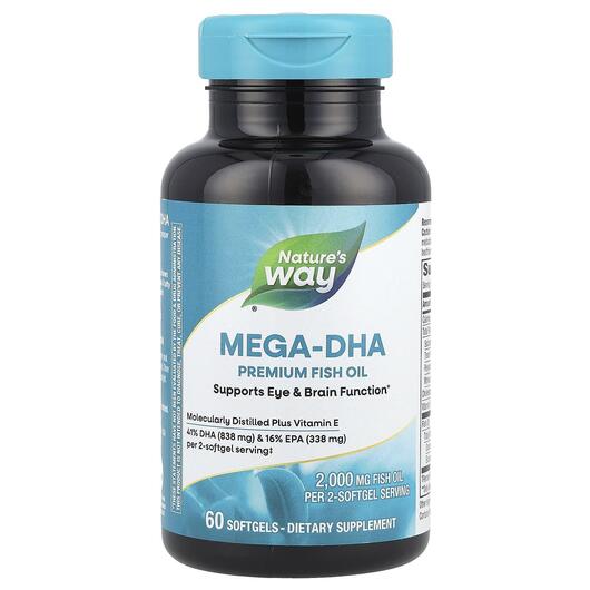 Основное фото товара Nature's Way, Мега DHA 1000 мг Efa Gold, Mega-DHA, 60 капсул