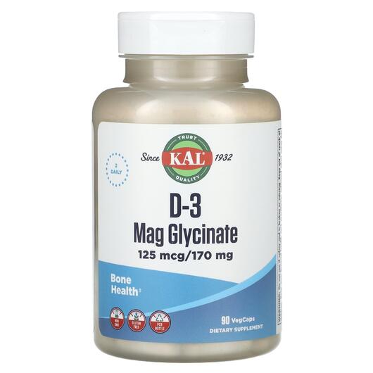 Основное фото товара KAL, Магний D3, D-3 Mag Glycinate, 90 капсул