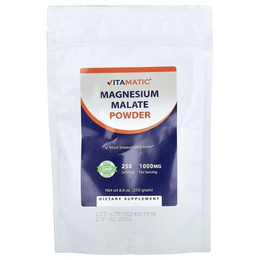 Основное фото товара Vitamatic, Магний, Magnesium Malate Powder, 250 г
