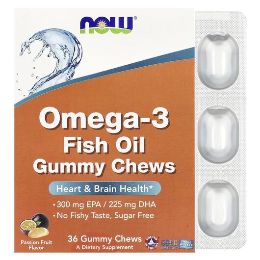 Основное фото товара Omega-3 Fish Oil Gummy Chews Passion Fruit, Омега 3, 36 Gummy Che