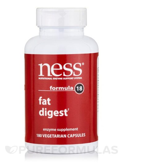 Основное фото товара Ness Enzymes, Ферменты, Fat Digest Formula 18, 180 капсул