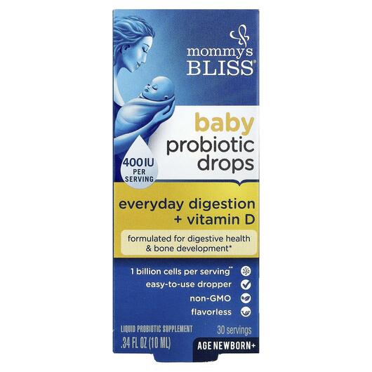Основное фото товара Mommy's Bliss, Пробиотики, Probiotic Drops + Vitamin D, 10 м