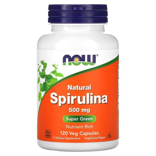 Основное фото товара NOW, Спирулина 500 мг, Spirulina 500 mg, 120 капсул