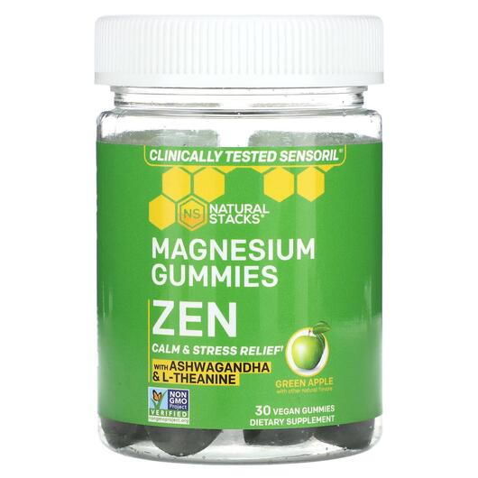 Основное фото товара Магний, Magnesium Gummies Zen Green Apple, 30 таблеток