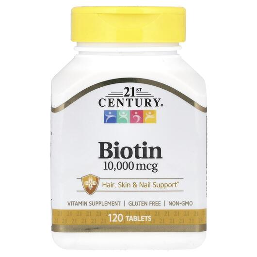 Основное фото товара 21st Century, Биотин 10000 мкг, Biotin 10000 mcg, 120 таблеток