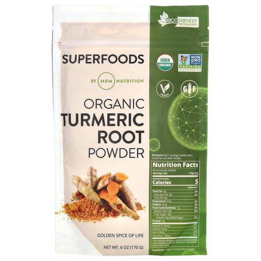 Основне фото товара MRM, Raw Organic Turmeric, Куркума в порошку, 170 г