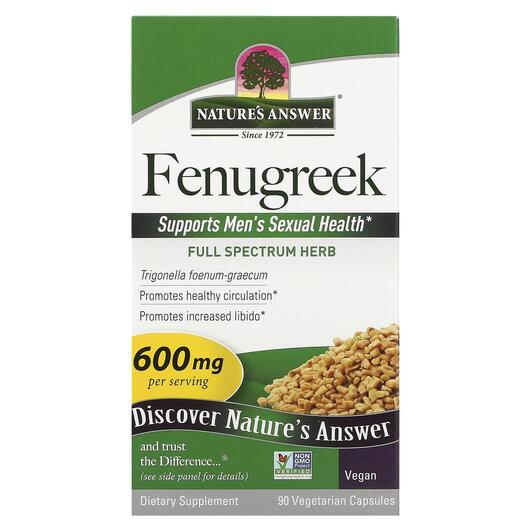 Основное фото товара Nature's Answer, Пажитник 600 мг, Fenugreek 600 mg, 90 капсу