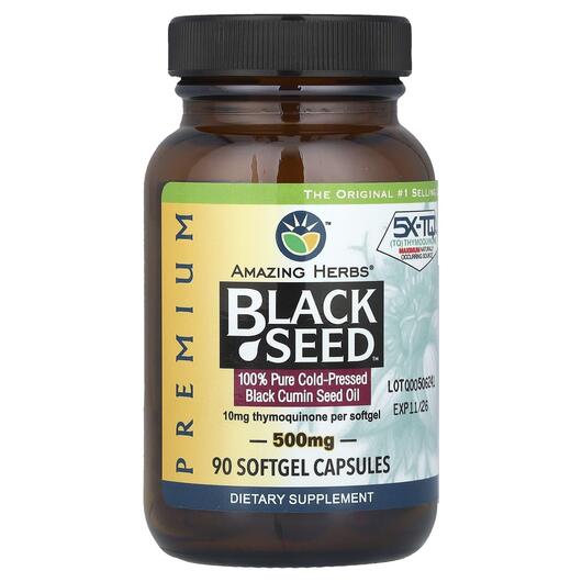 Основное фото товара Черный Тмин 500 мг, Premium Black Seed Oil 500 mg, 90 капсул