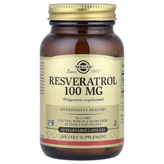 Основне фото товара Solgar, Resveratrol 100 mg, Ресвератрол 100 мг, 60 капсул