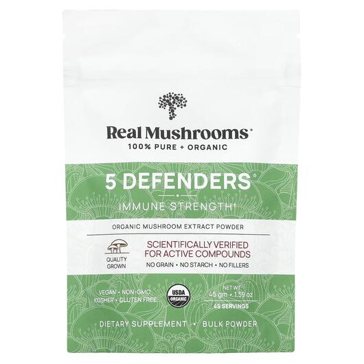 Основное фото товара Real Mushrooms, Грибы, Organic 5 Defenders Immune Strength, 45 г