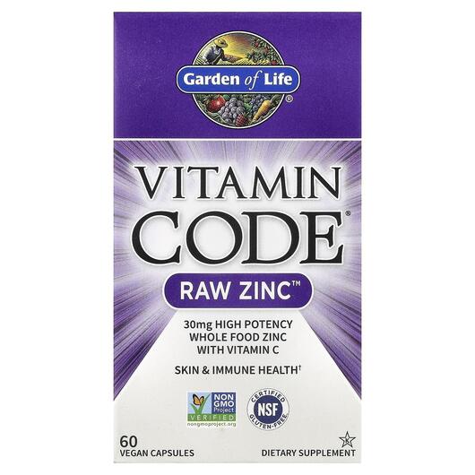 Основное фото товара Garden of Life, Цинк, Vitamin Code RAW Zinc, 60 капсул